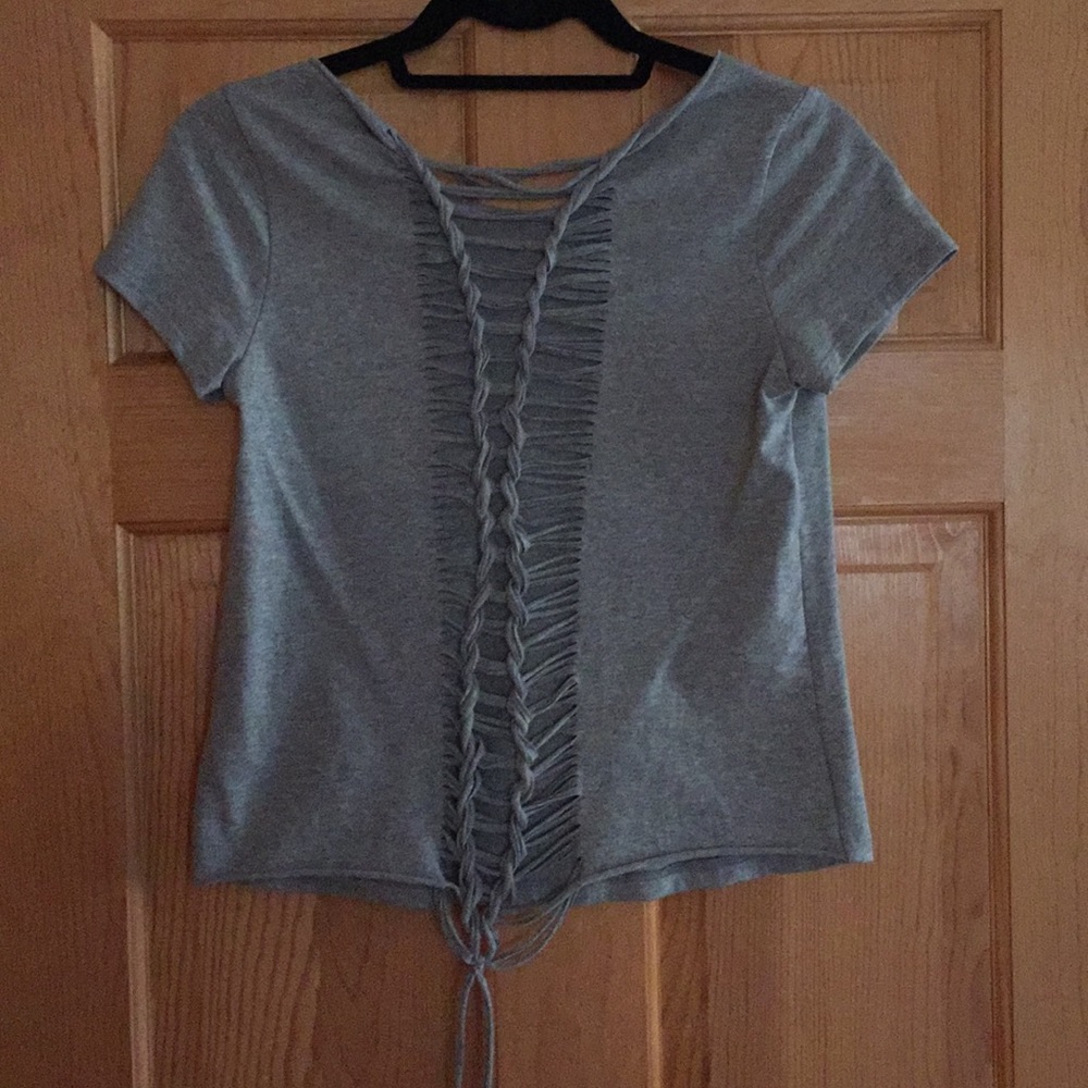 Short sleeve tie back top, S
